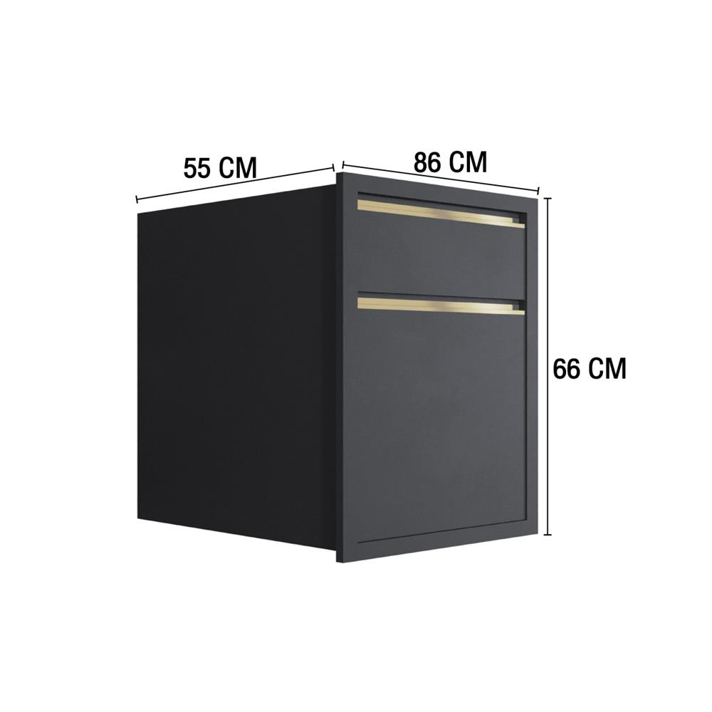 ตู้ลิ้นชัก 2 ชั้น MJ ETERNITY 86x66 ซม. สี GREY GRAPHITE