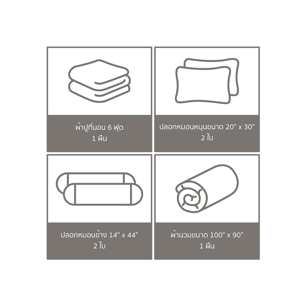 ชุดผ้าปูที่นอน 6 ฟุต (ชุด 6 ชิ้น) FACINO PRINT FA084