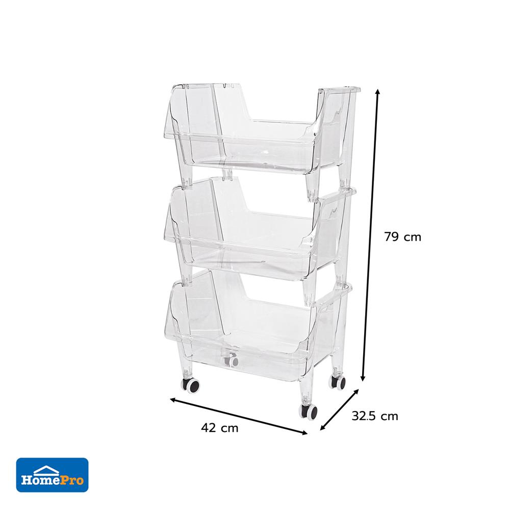 ชั้นวางของ 3 ชั้น STACKO KLARO 42X32.5X79 ซม. สีใส