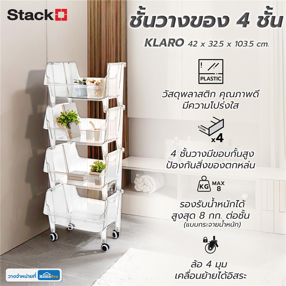ชั้นวางของ 4 ชั้น STACKO KLARO 42X32.5X103.5 ซม. สีใส