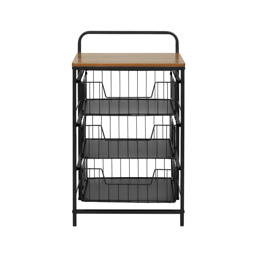 ชั้นลิ้นชัก 3 ชั้น พร้อม TOP ไม้ STACKO URBAN 40X32X69 ซม. สีดำ