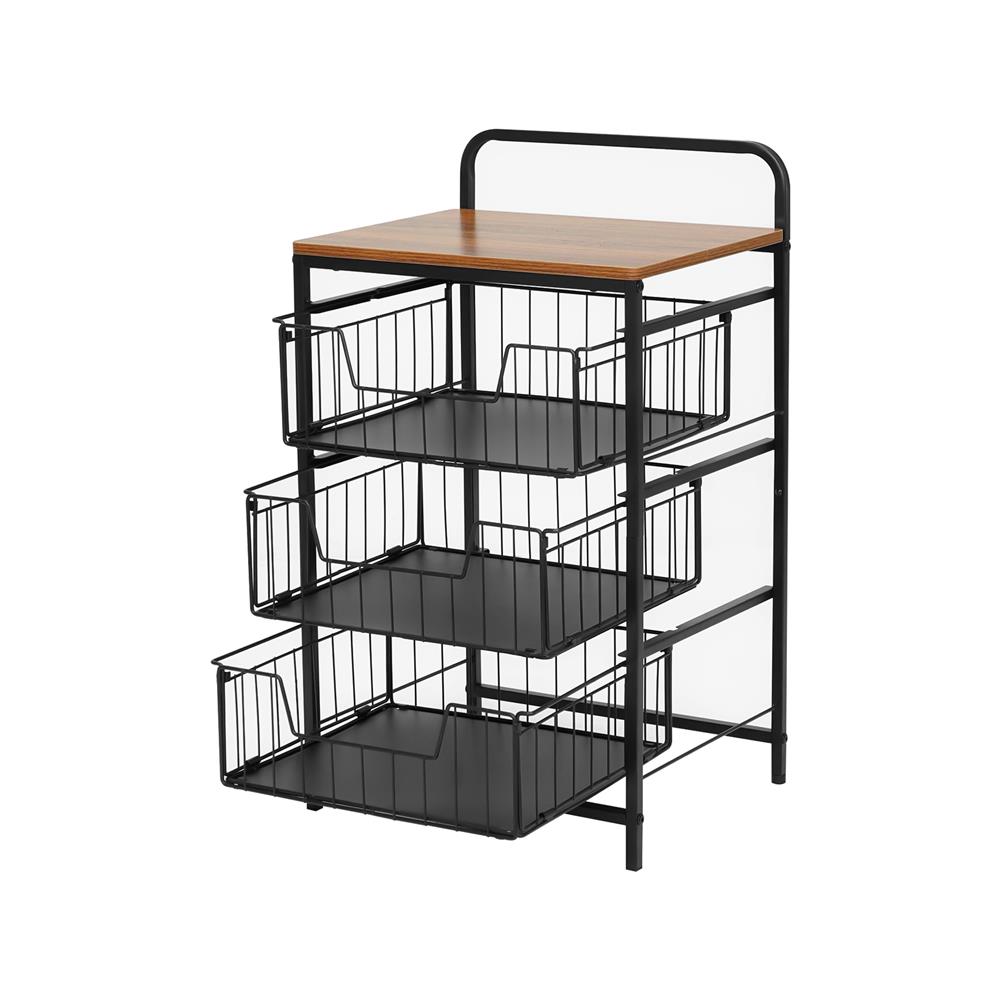 ชั้นลิ้นชัก 3 ชั้น พร้อม TOP ไม้ STACKO URBAN 40X32X69 ซม. สีดำ