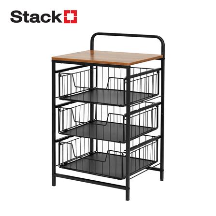 ชั้นลิ้นชัก 3 ชั้น พร้อม TOP ไม้ STACKO URBAN 40X32X69 ซม. สีดำ_0