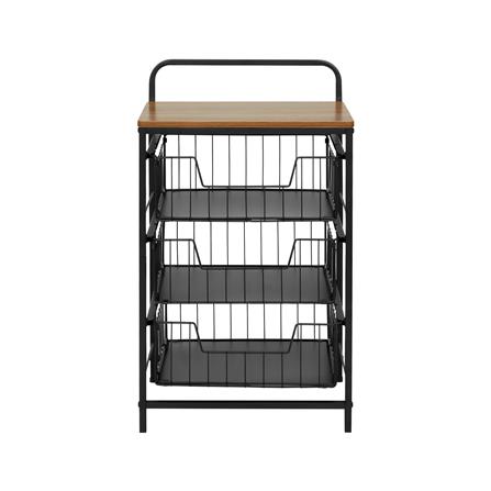 ชั้นลิ้นชัก 3 ชั้น พร้อม TOP ไม้ STACKO URBAN 40X32X69 ซม. สีดำ_1