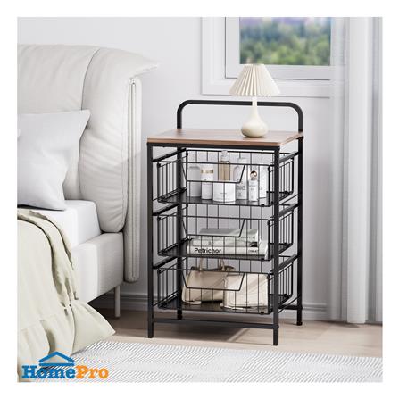 ชั้นลิ้นชัก 3 ชั้น พร้อม TOP ไม้ STACKO URBAN 40X32X69 ซม. สีดำ_5