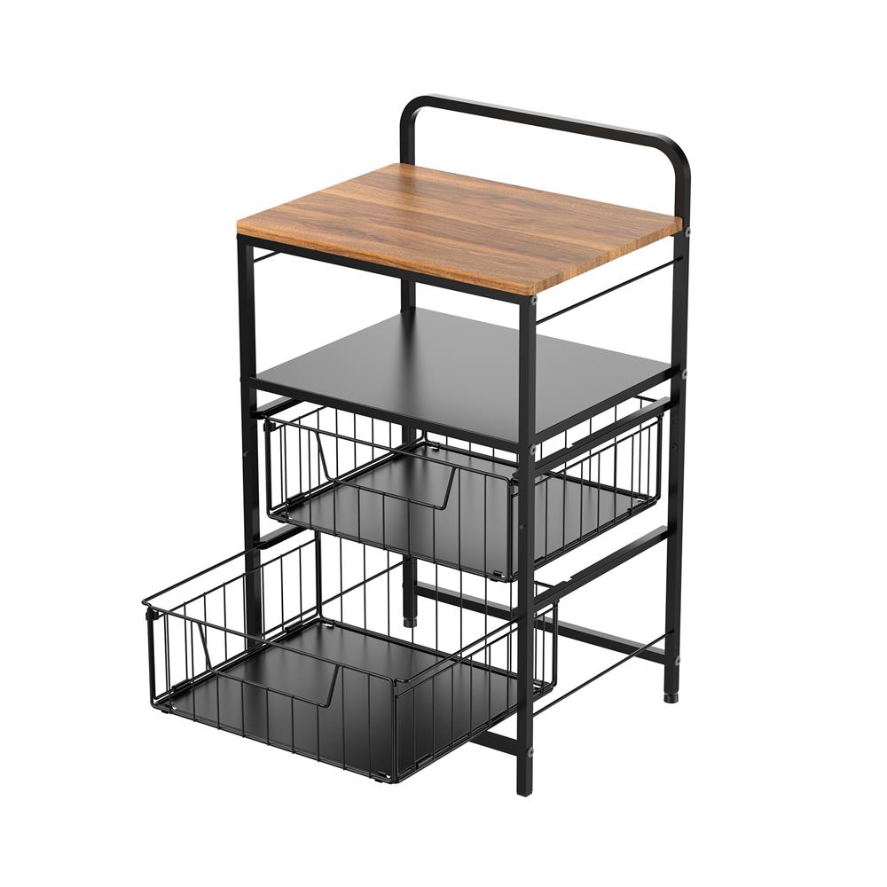 ชั้นลิ้นชัก 2 ชั้น พร้อม TOP ไม้ STACKO URBAN 40X32X69 ซม. สีดำ