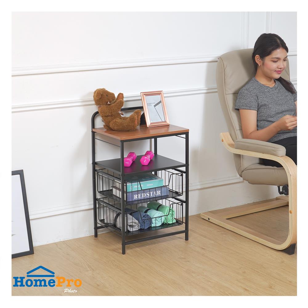 ชั้นลิ้นชัก 2 ชั้น พร้อม TOP ไม้ STACKO URBAN 40X32X69 ซม. สีดำ