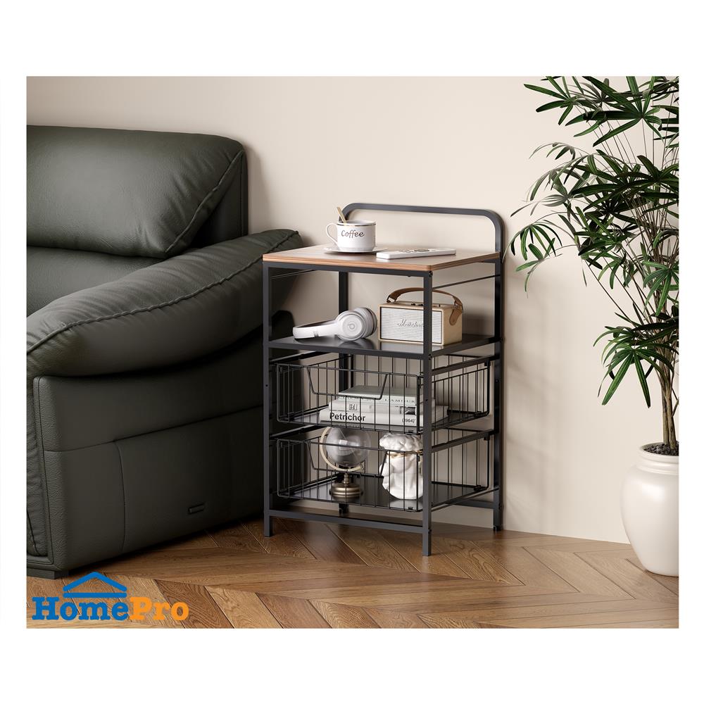 ชั้นลิ้นชัก 2 ชั้น พร้อม TOP ไม้ STACKO URBAN 40X32X69 ซม. สีดำ