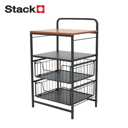 ชั้นลิ้นชัก 2 ชั้น พร้อม TOP ไม้ STACKO URBAN 40X32X69 ซม. สีดำ_1