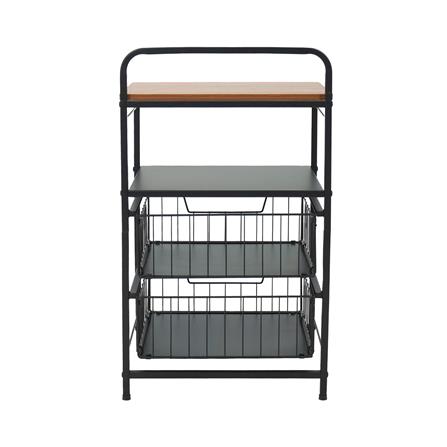 ชั้นลิ้นชัก 2 ชั้น พร้อม TOP ไม้ STACKO URBAN 40X32X69 ซม. สีดำ_2