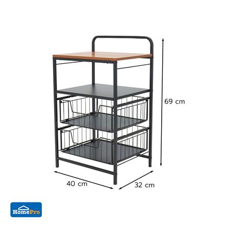 ชั้นลิ้นชัก 2 ชั้น พร้อม TOP ไม้ STACKO URBAN 40X32X69 ซม. สีดำ_10