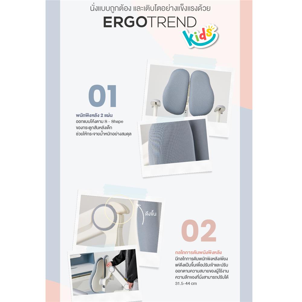 เก้าอี้เพื่อสุขภาพเด็ก ERGOTREND KIDS สีฟ้า