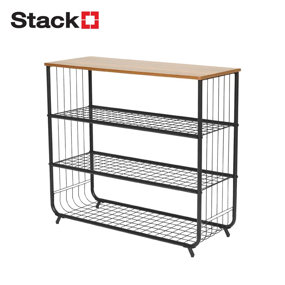 ชั้นรองเท้า 3 ชั้น พร้อม TOP ไม้ STACKO URBAN 75X30X68 ซม. สีดำ_1