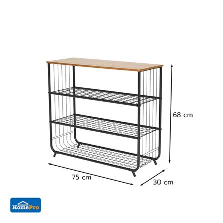 ชั้นรองเท้า 3 ชั้น พร้อม TOP ไม้ STACKO URBAN 75X30X68 ซม. สีดำ_8
