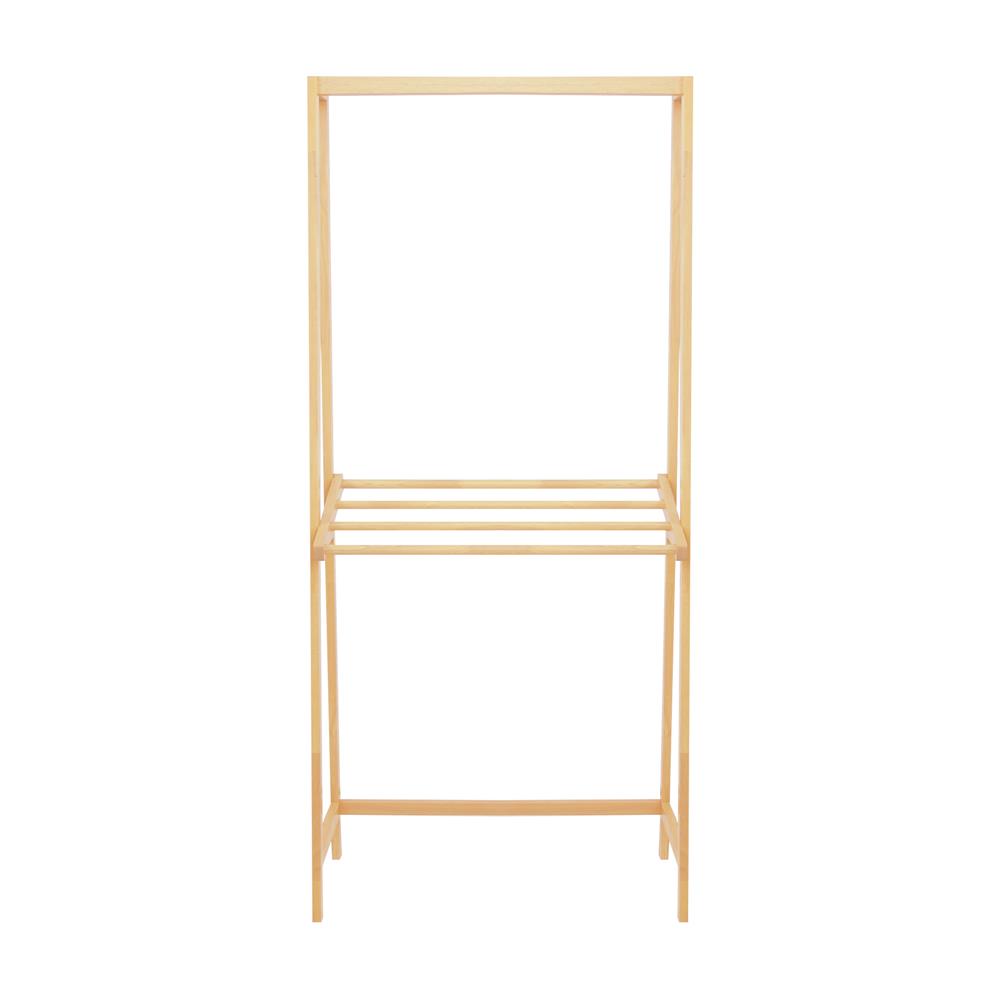 ราวแขวนผ้าไม้พร้อมราวพาดผ้า 2 ชั้น 75 ซม. PLIM STEM สีเนเชอรัล