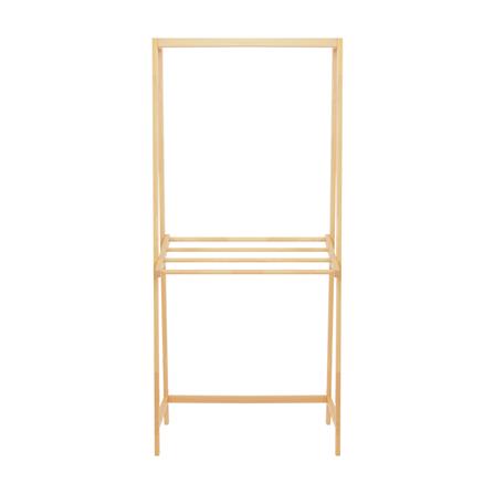 ราวแขวนผ้าไม้พร้อมราวพาดผ้า 2 ชั้น 75 ซม. PLIM STEM สีเนเชอรัล_2