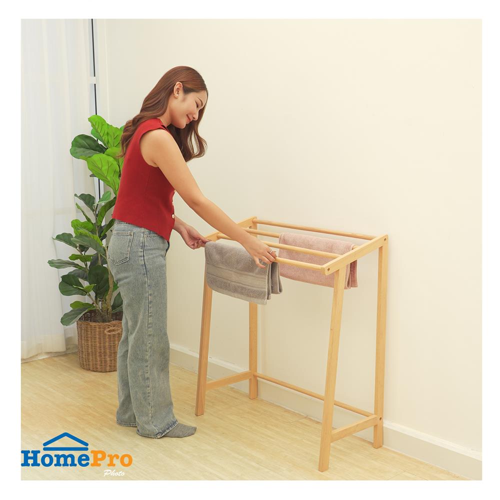 ราวพาดผ้าไม้ยางพารา 4 เส้น PLIM STEM 75 ซม. สีเนเชอรัล