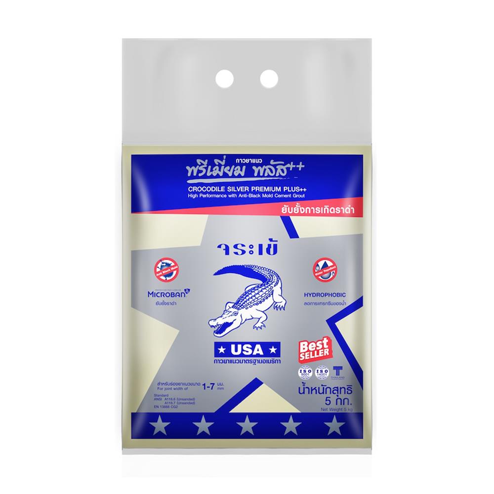 กาวยาแนว จระเข้ พรีเมี่ยม พลัส เงิน 5 กก. สีครีม