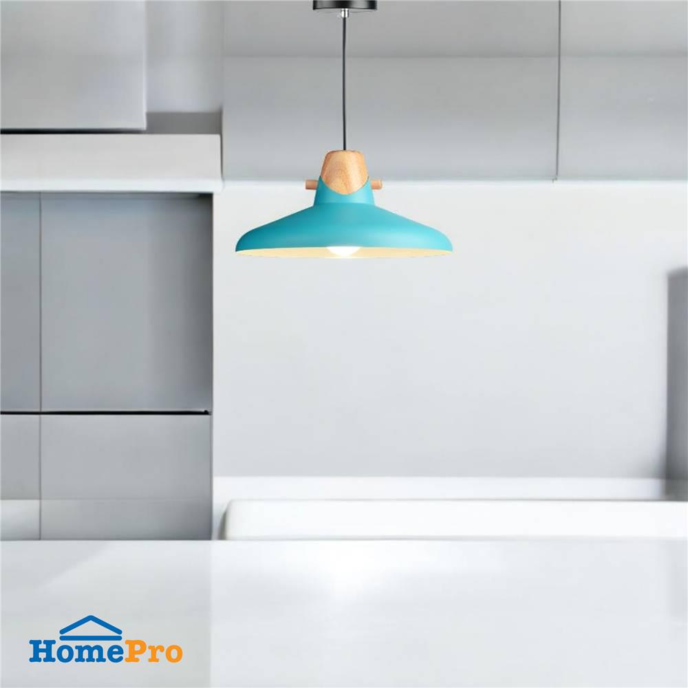 ไฟช่อ L&E 01-02660 สีฟ้า/ขาว/ลายไม้ 1 หัว