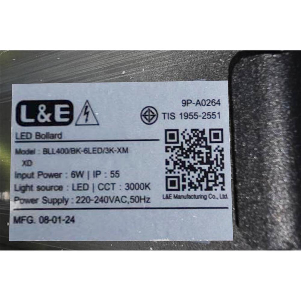 ไฟทางเดิน LED L&E 9P-A0264 6 วัตต์ WARM WHITE สีดำ