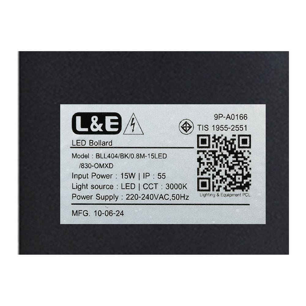 ไฟทางเดิน LED L&E 9P-A0166 15 วัตต์ WARM WHITE สีดำ