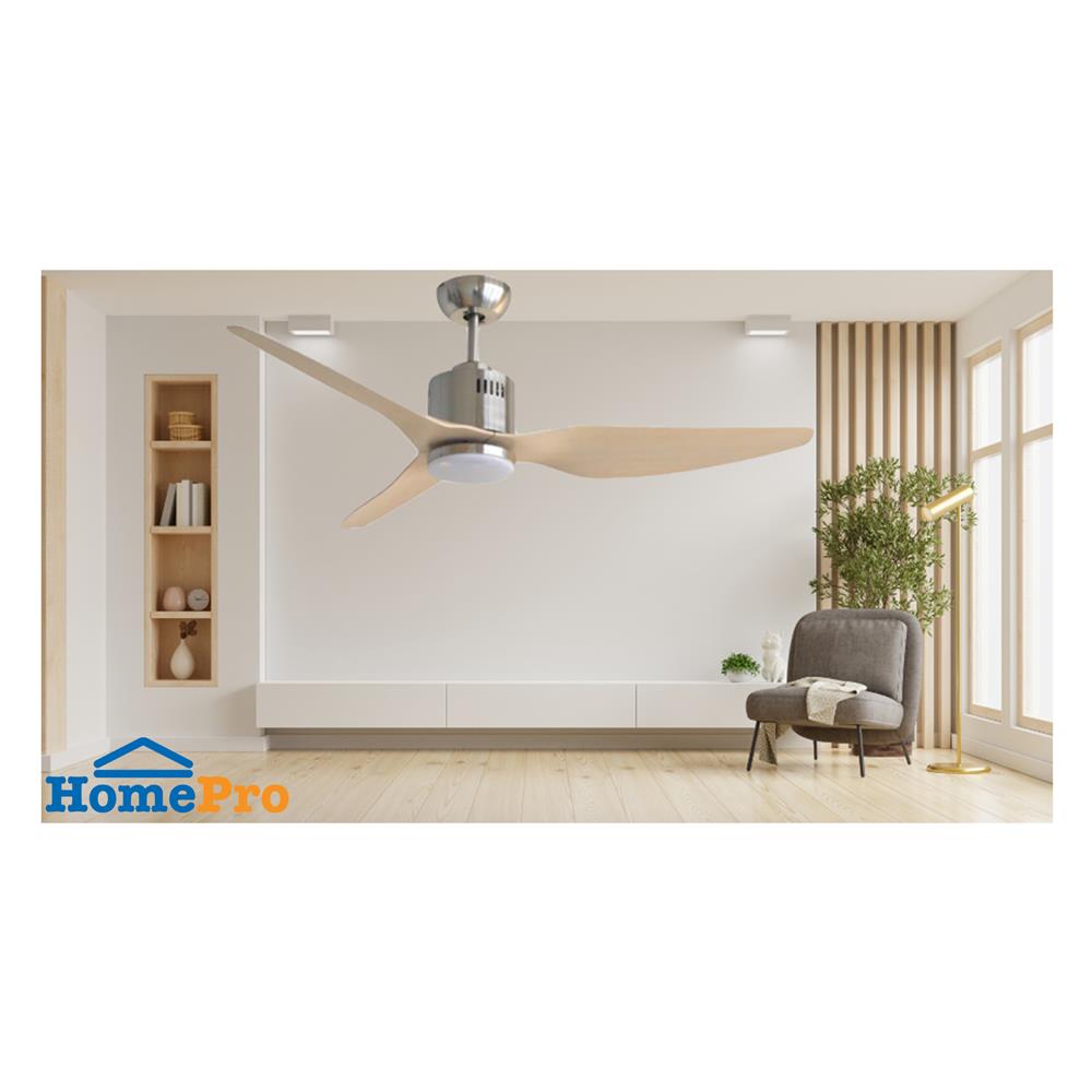 พัดลมโคมไฟ LED WINFAVOUR WFDC52/DC25(BN) 52 นิ้ว 18 วัตต์ DAYLIGHT/COOL WHITE/WARM WHITE สีเงิน