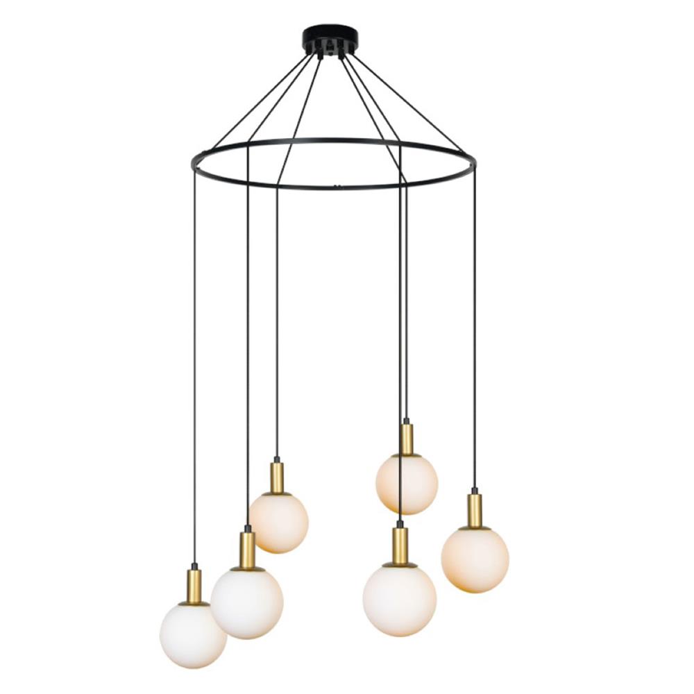 ไฟช่อ LUMAX 01-03092 สีขาว/ดำ/ทอง 6 หัว