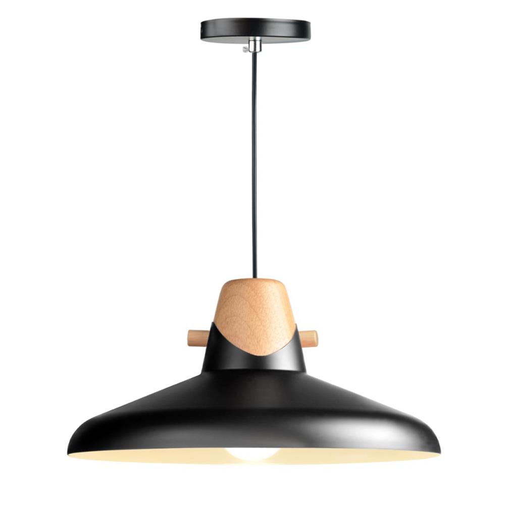 ไฟช่อ L&E 01-02658 สีขาว/ดำ/ไม้ 1 หัว