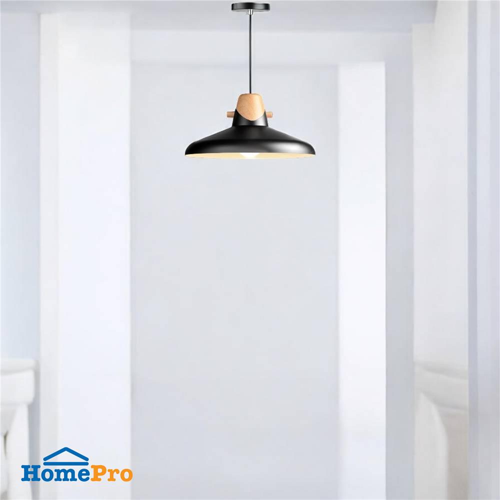 ไฟช่อ L&E 01-02658 สีขาว/ดำ/ไม้ 1 หัว