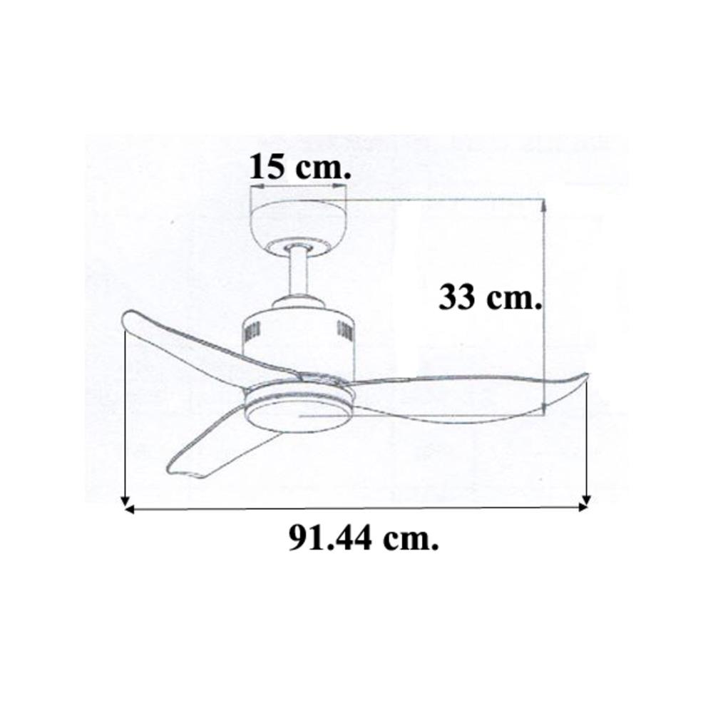 พัดลมโคมไฟ LED WINFAVOUR WFDC52/DC38(BN) 36 นิ้ว 18 วัตต์ DAYLIGHT/COOL WHITE/WARM WHITE สีเงิน