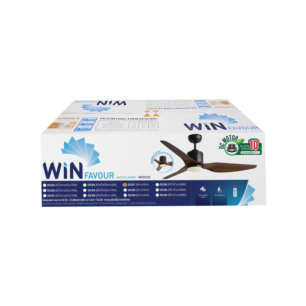 พัดลมโคมไฟ LED WINFAVOUR WFDC52/DC27(WH) 52 นิ้ว 18 วัตต์ DAYLIGHT/COOL WHITE/WARM WHITE สีขาว