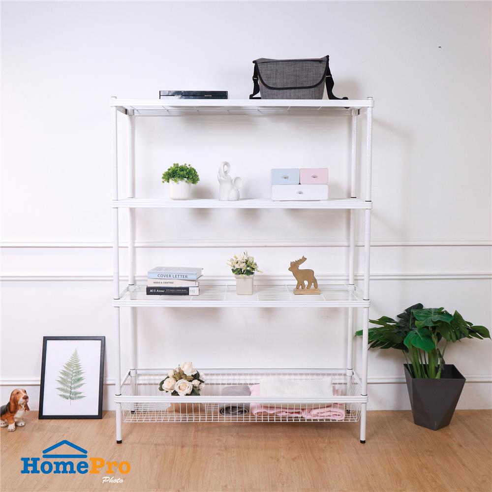 ชั้นวางของ 3 ชั้น + ตะกร้า 1 ชั้น FURDINI LINEAR สีขาว