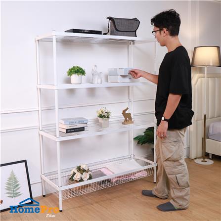 ชั้นวางของ 3 ชั้น + ตะกร้า 1 ชั้น FURDINI LINEAR สีขาว_6