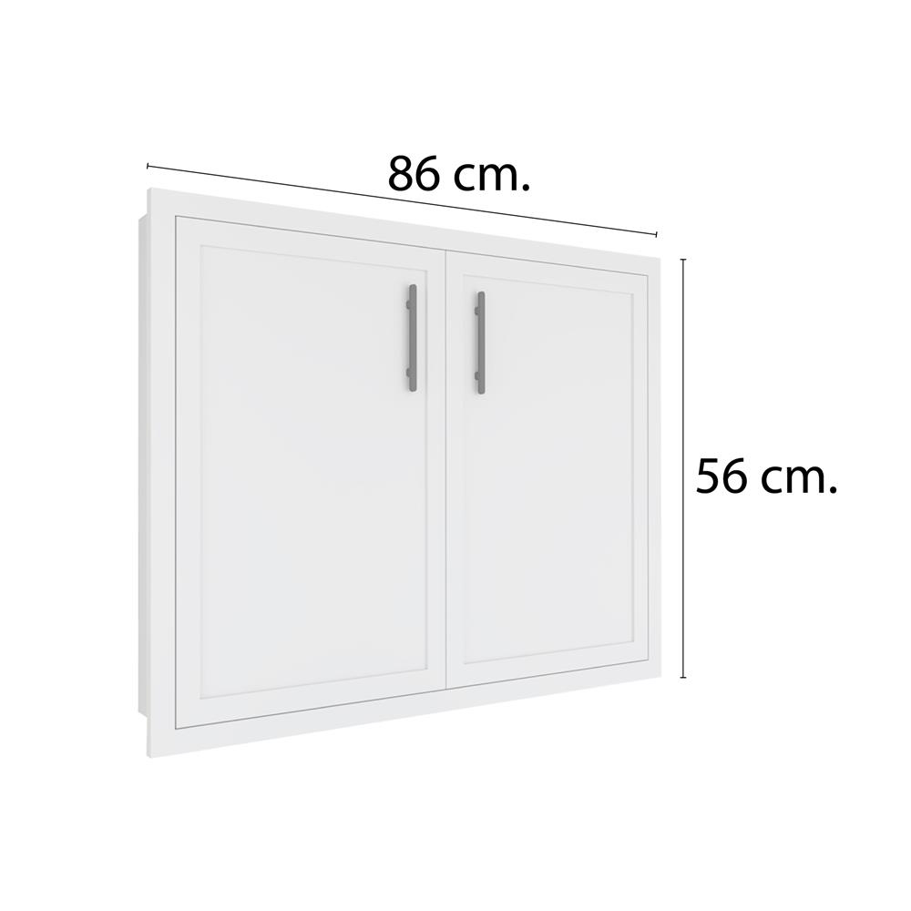 บานใต้เตา MJ SLIM SHAKER 86x56 ซม. สี WHITE PEARL