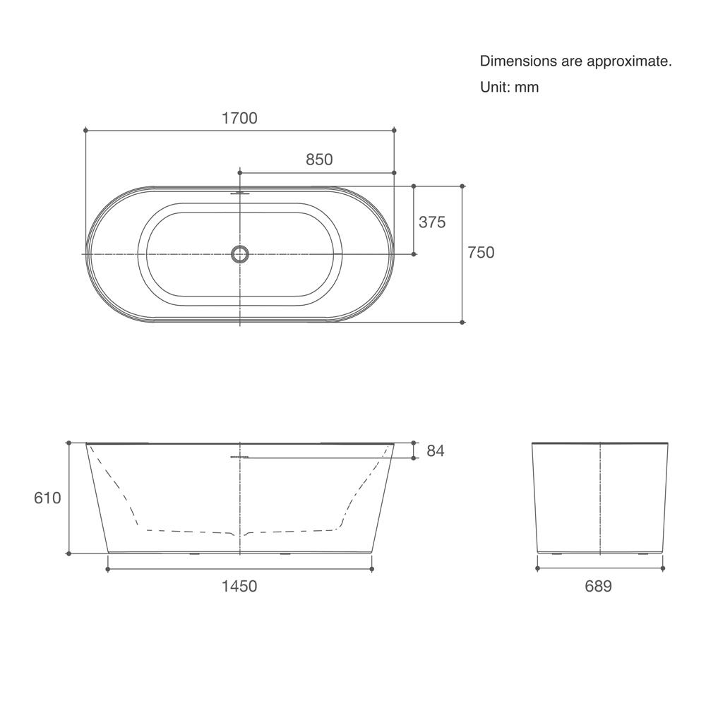 อ่างอาบน้ำ KOHLER K-25165X-P5-0 170 ซม. สีดำ