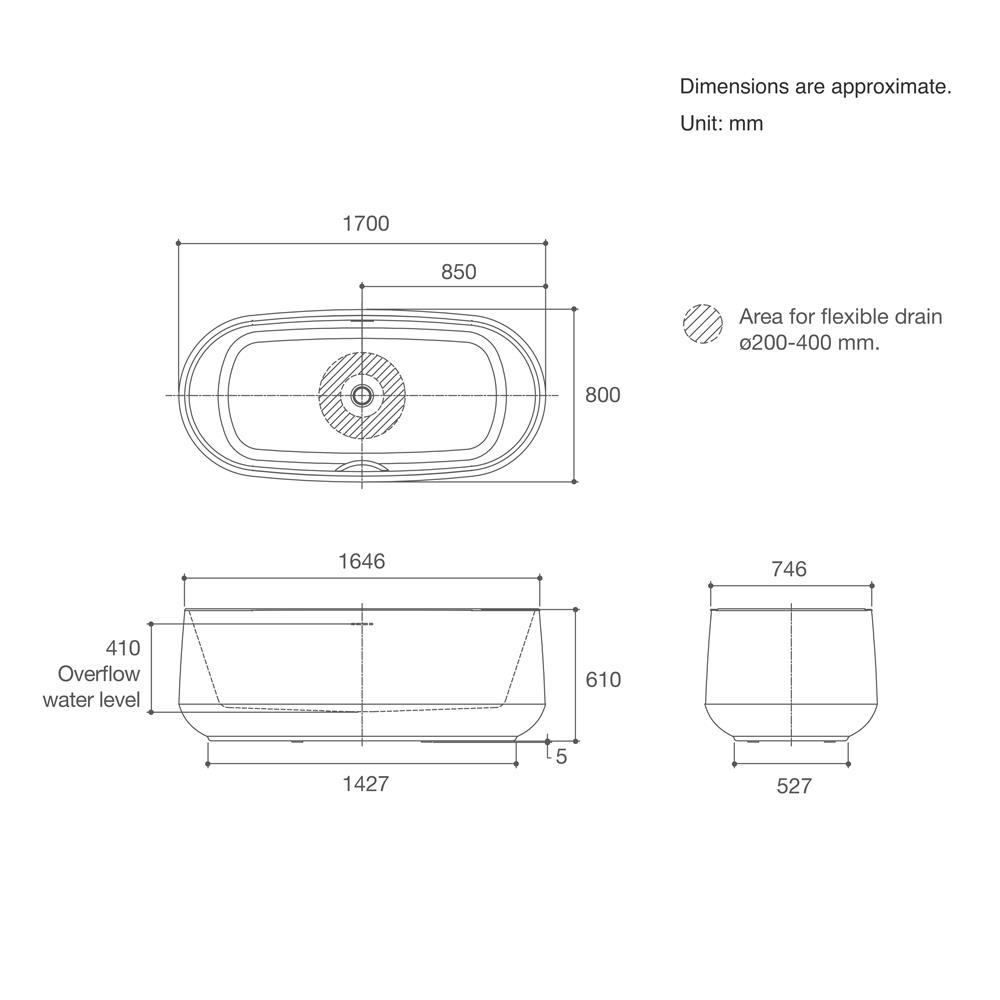 อ่างอาบน้ำ KOHLER K-30904X-GR-0 170 ซม. สีขาว