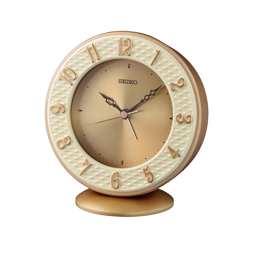 นาฬิกาตั้งโต๊ะ SEIKO CLOCKS QXE066P 4.3X4.7 นิ้ว สี PINK GOLD