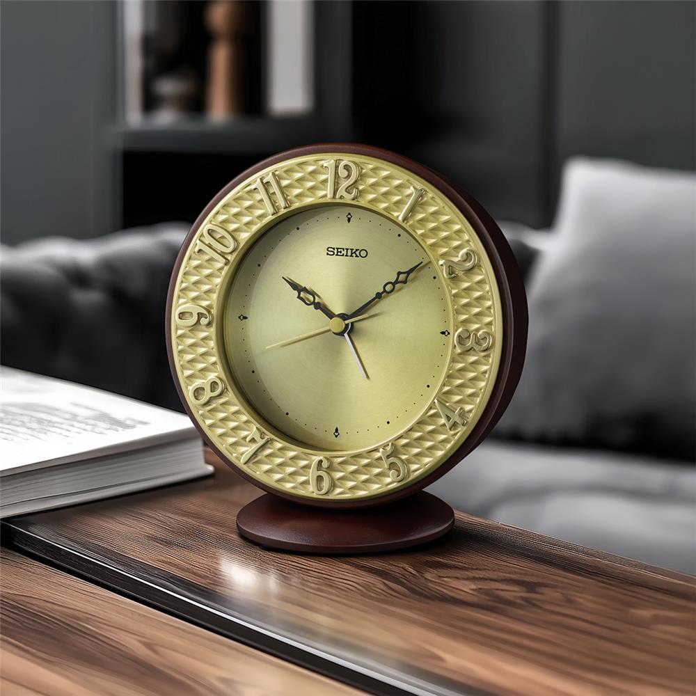 นาฬิกาตั้งโต๊ะ SEIKO CLOCKS QXE066B 4.3X4.7 นิ้ว สีทอง