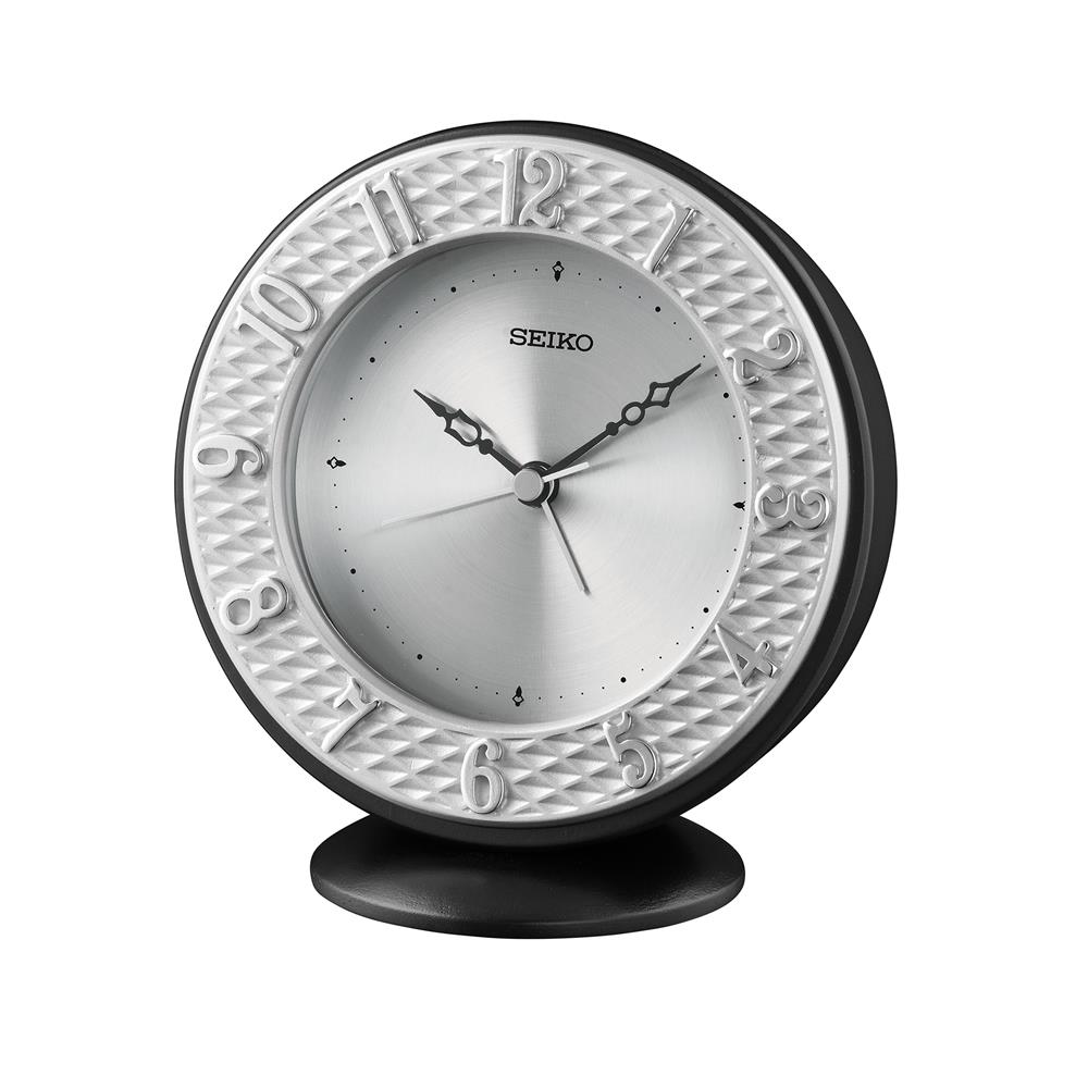 นาฬิกาตั้งโต๊ะ SEIKO CLOCKS QXE066K 4.3X4.7 นิ้ว สีเงิน