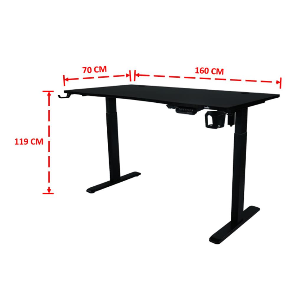 โต๊ะเกมมิ่งปรับระดับไฟฟ้า BEWELL TBS05 TOP05-160 ACC05-BK 160 ซม. สีดำ
