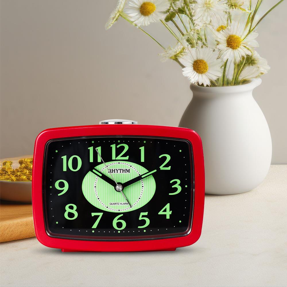 นาฬิกาปลุก RHYTHM CRA630NR01 4.9X4 นิ้ว สีแดง