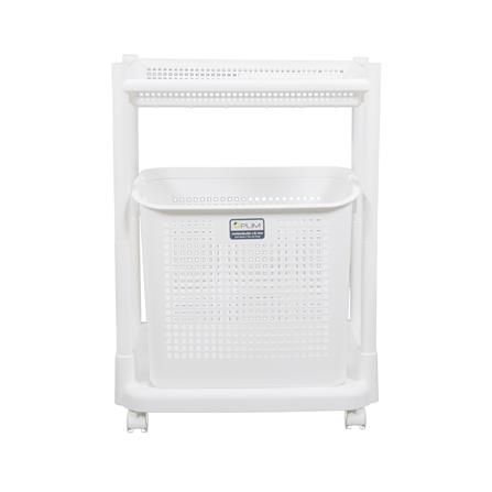 ตะกร้าผ้าเหลี่ยมมีล้อ 2 ชั้น PLIM KIRA สีขาว_2