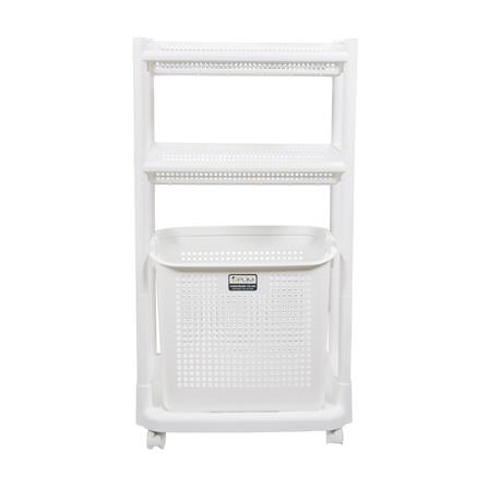 ตะกร้าผ้าเหลี่ยมมีล้อ 3 ชั้น PLIM KIRA สีขาว_2