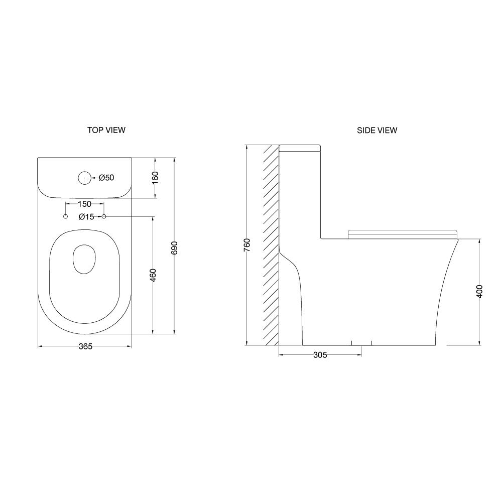 สุขภัณฑ์ 1 ชิ้น HAFELE 495.61.484 3/4.5 ลิตร สีขาว