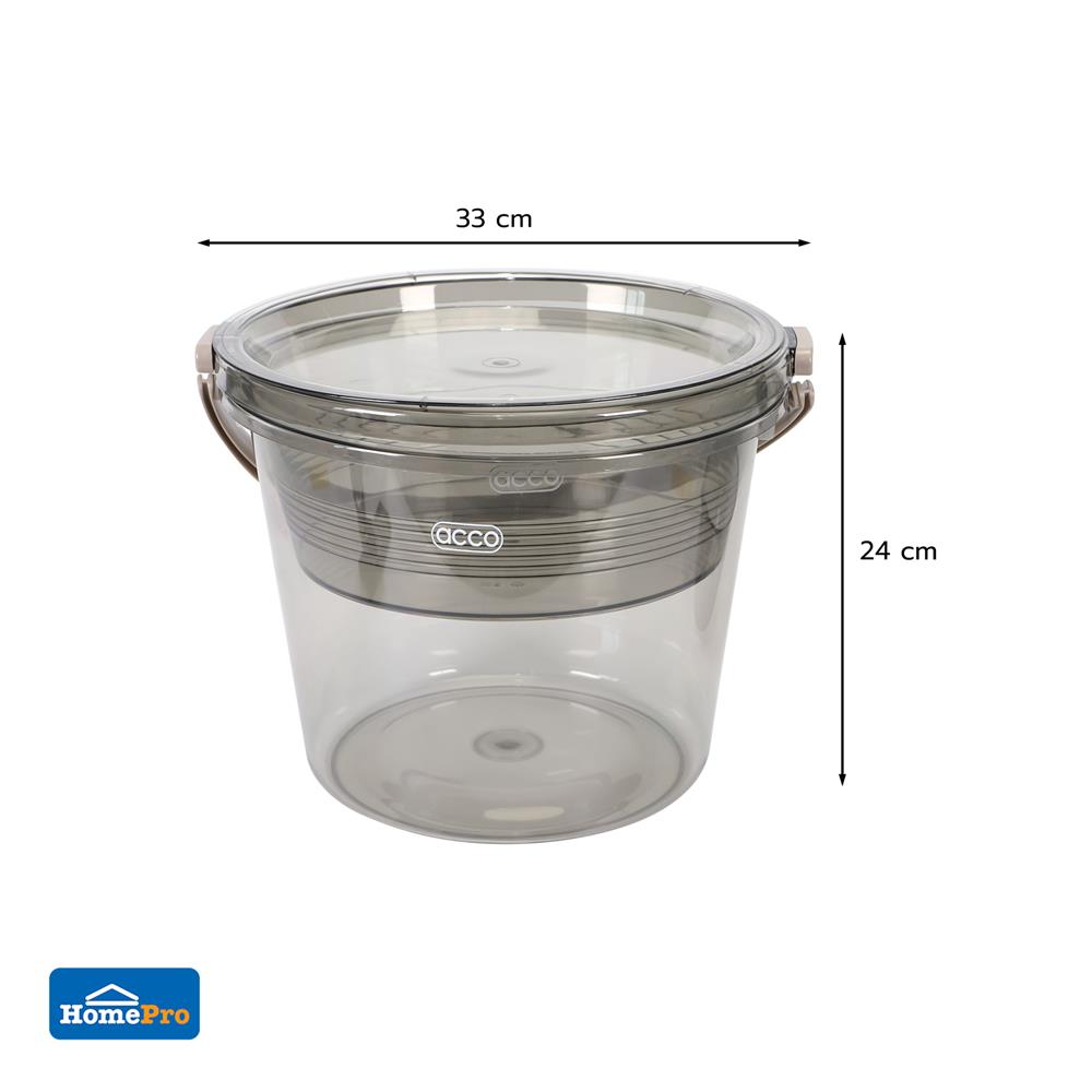 ชุดกะละมังถังน้ำ ACCO KLEAR 11.5 ลิตร สีเทาใส