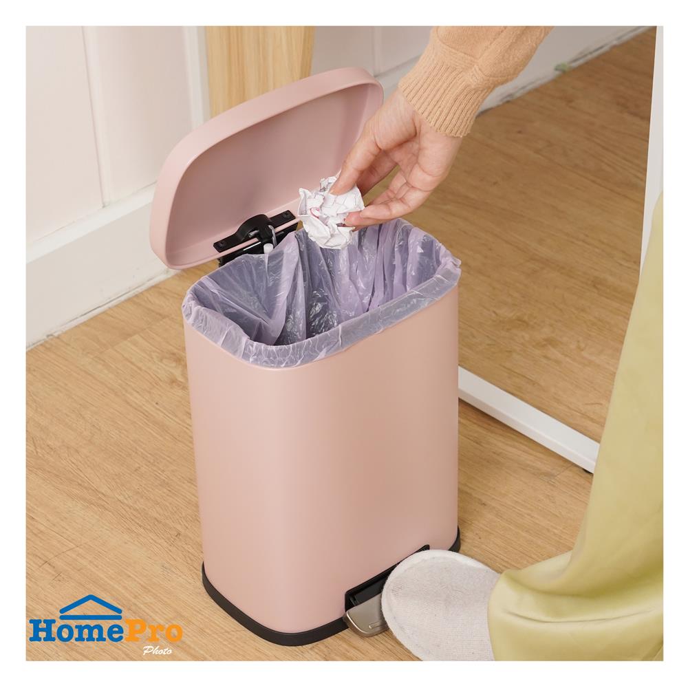ถังขยะเหยียบเหลี่ยม ACCO TAFIA 5 ลิตร สีชมพู