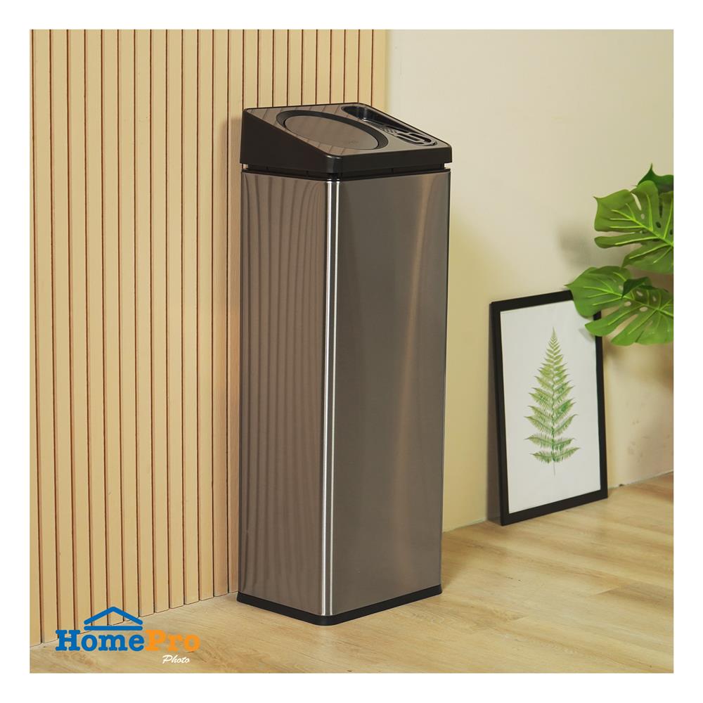 ถังขยะเหลี่ยมพร้อมที่เขี่ยบุหรี่ ACCO 30 ลิตร สีเทา