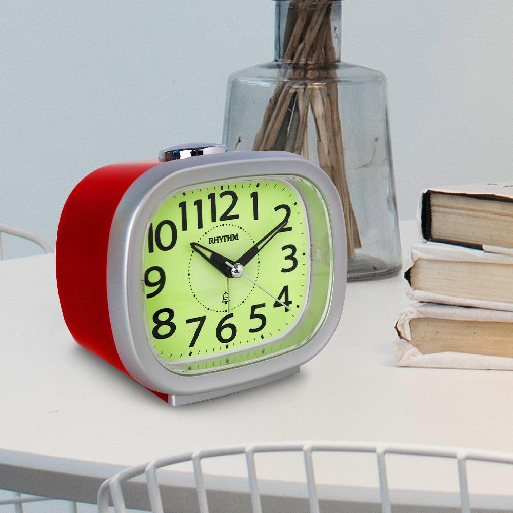 นาฬิกาปลุก RHYTHM CRA846NR19 4.4X3.8 นิ้ว สีเงิน/แดง