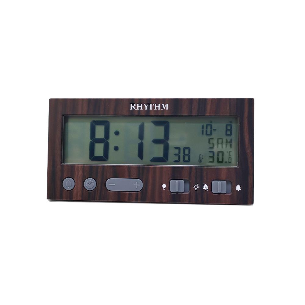 นาฬิกาปลุกดิจิทัล RHYTHM LCT108NR06 5.1X2.5 นิ้ว สีน้ำตาล