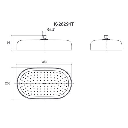 หัวฝักบัวก้านแข็ง KOHLER K-26294T-CP สีโครม_1